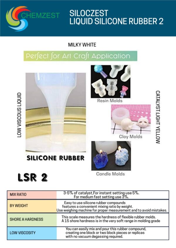 Silcozest LSR 2 Liquid Silicone Rubber – Pack of 2 (White Color) | High-Quality Silicone Solution - Image 2