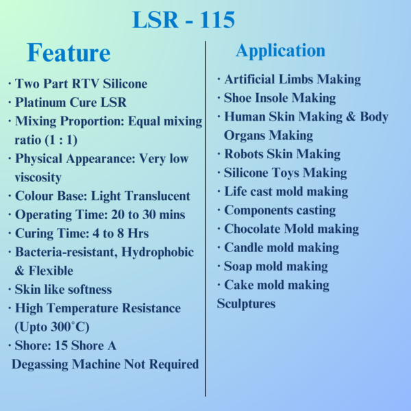 RANA POLYMERS SILOCZEST Skin Soft Silicone Making Kit,115 RTV Liquid Silicone Rubber,Non-Toxic,Odorless-1:1 Mixing Ratio|Body Organs,Artificial Limbs,Shoe Insole|Translucent - Image 3