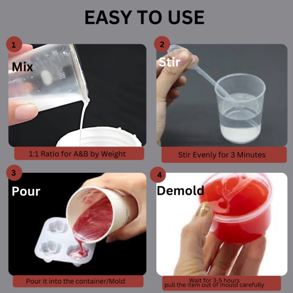 RANA POLYMERS Silicone Mold Making Kit,25A Liquid Silicone Rubber,1:1 Mixing Ratio|Jelly Tray,Artificial Jewelry,Cement Statues Mold Making|Translucent - Image 4
